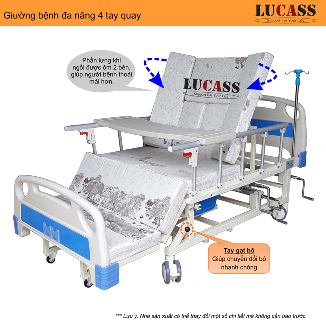 Giường bệnh 4 tay quay Lucas GB-T41