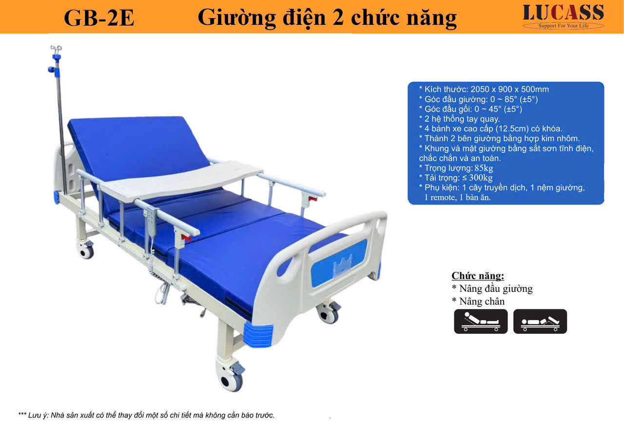 Giường bệnh tự động 2 chức nâng Lucass Gb-B2D( GB-2E)