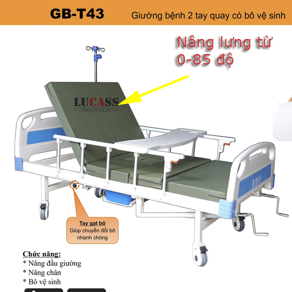 Giường bệnh 3 tay quay lucass Gb-T43